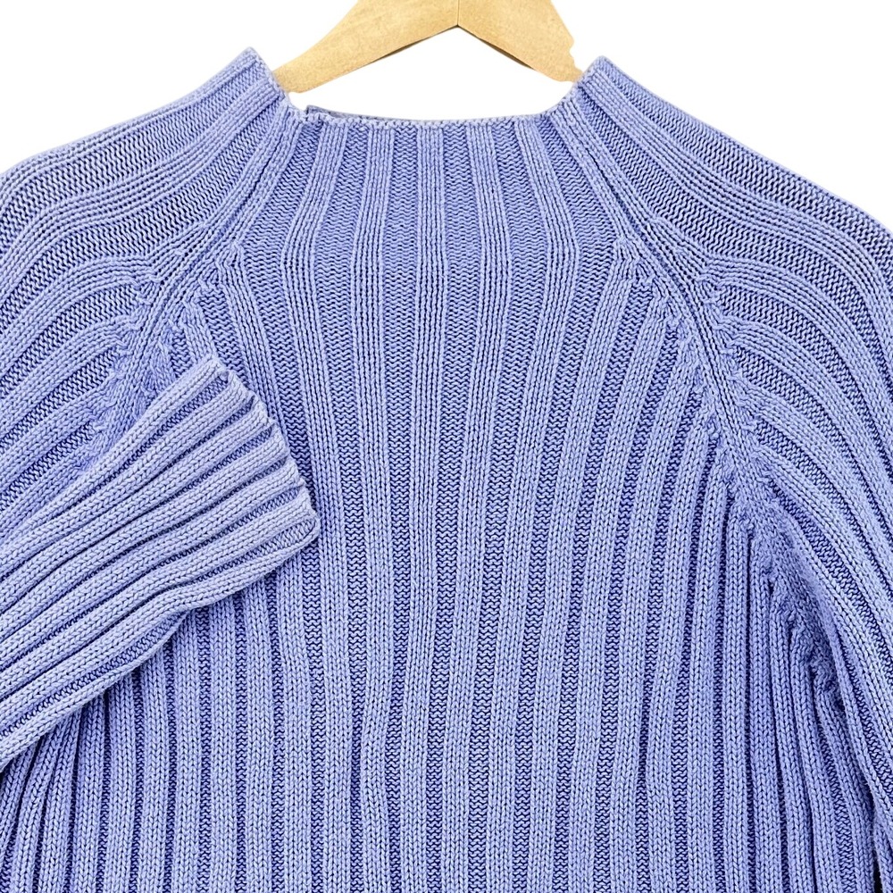 VTG Herman Geist Ribbed Mock Neck Sweater Purple Cotton XL Faded Y2K Long Sleeve